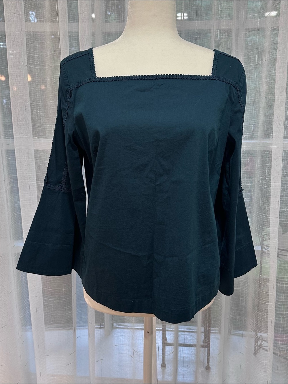 Women’s Square Neck Blouse in Deep Teal Size M